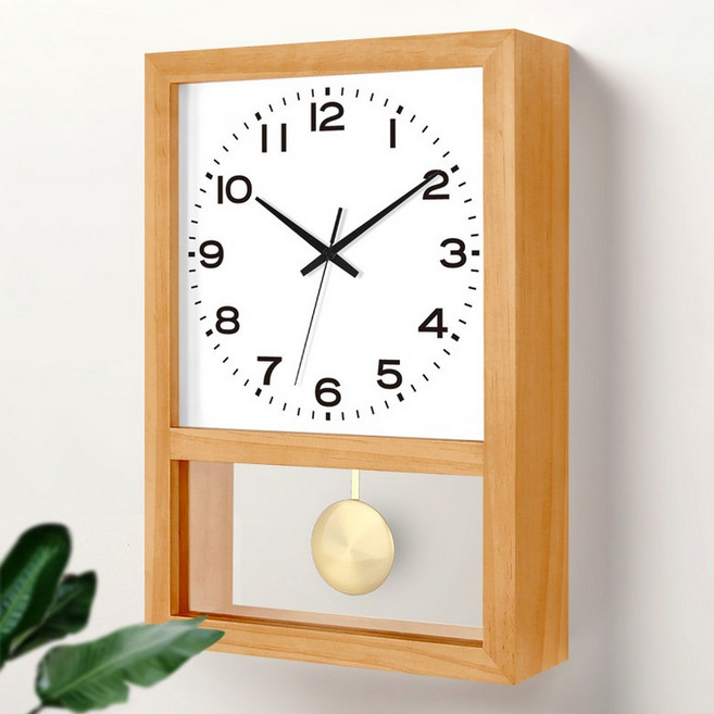 레트로 원목 벽시계 일본 커피색 괘종시계 빈티지 건전지 레트로벽시계 괘종 고급 무소음, 16인치 (저소음 무브먼트), 체리우드 없음