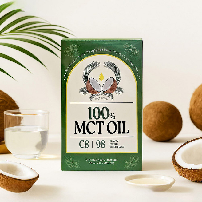 카프릴유 MCT 오일 C8 100% 유기농 코코넛오일 방탄커피, 12개, 10ml