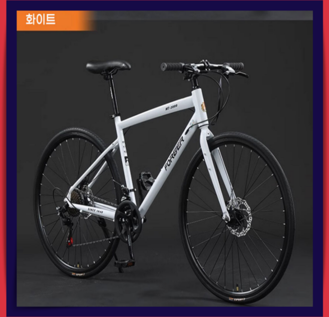 로이잭 전국일주 MTB 산악자전거 21단 성인 출퇴근용 입문용 가성비 학생, 1개, 165cm, 02.화이트/L(155-185cm)