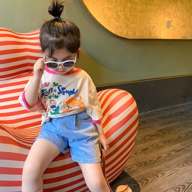 小不點兒 母女裝童T恤 2022夏款女童韓版卡通印花短袖上衣親子裝