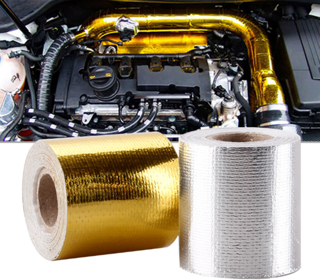 차량용 골드 오픈 흡기 단열테이프 단열재 인테이크 튜닝 관 유리 열 섬유 골드테이프 골드단열재 단열킷, 1개