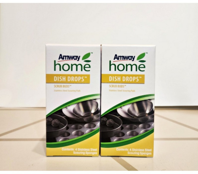 [본사정품]암웨이 디쉬 드랍스 스크럽버즈 스테인레스 스틸 수세미, 4개입, 2박스
