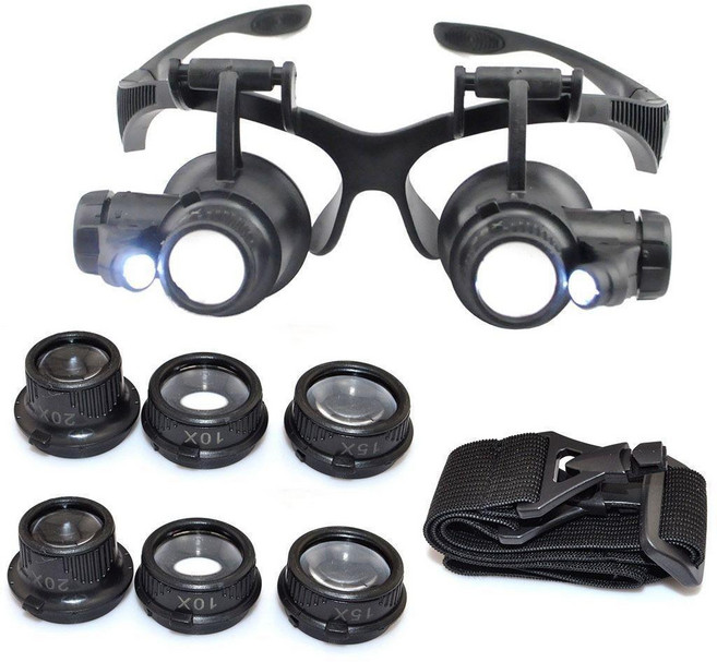 안경 확대경 헤드형 블랙, 1개