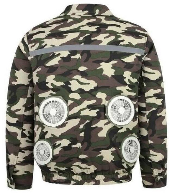 風扇服男風扇衣防曬外套水冷工作服吸濕排汗冰絲涼感外套透氣速乾運動休閒外套夏天大尺碼防曬襯衫薄跑步登山連帽外套, 迷彩不帶風扇