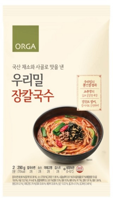 [풀무원] 국산 채소와 사골로 맛을 낸 우리밀 장칼국수, 1개, 290g