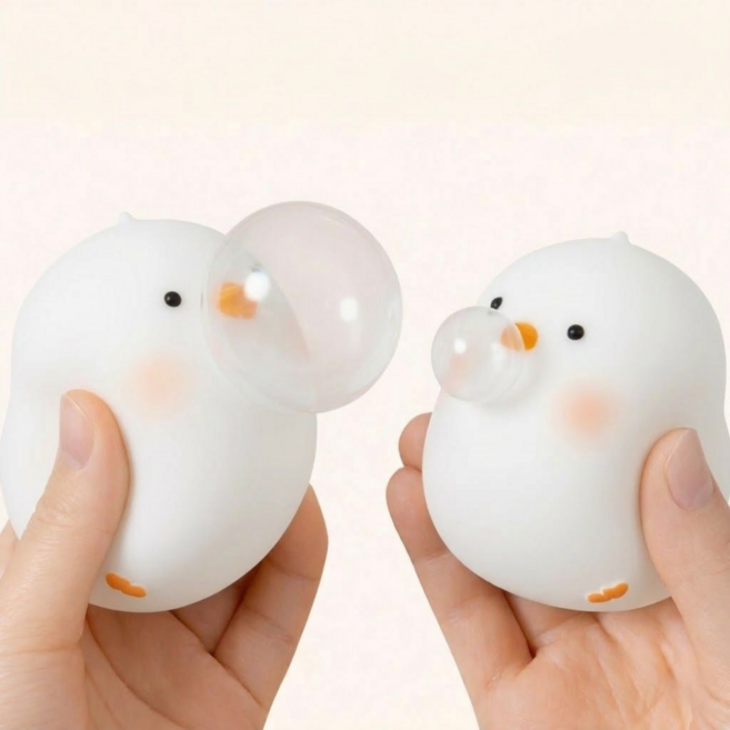 캐럿몰 병아리 말랑이 스퀴시 스트레스 해소 볼 장난감, 2개, 화이트