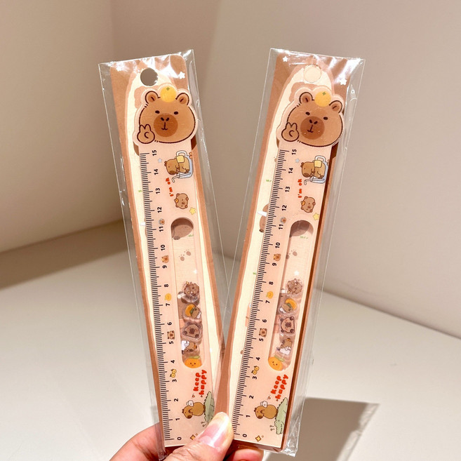 카피바라 15cm 눈금자 쉐이크 룰러, 브라운, 1개