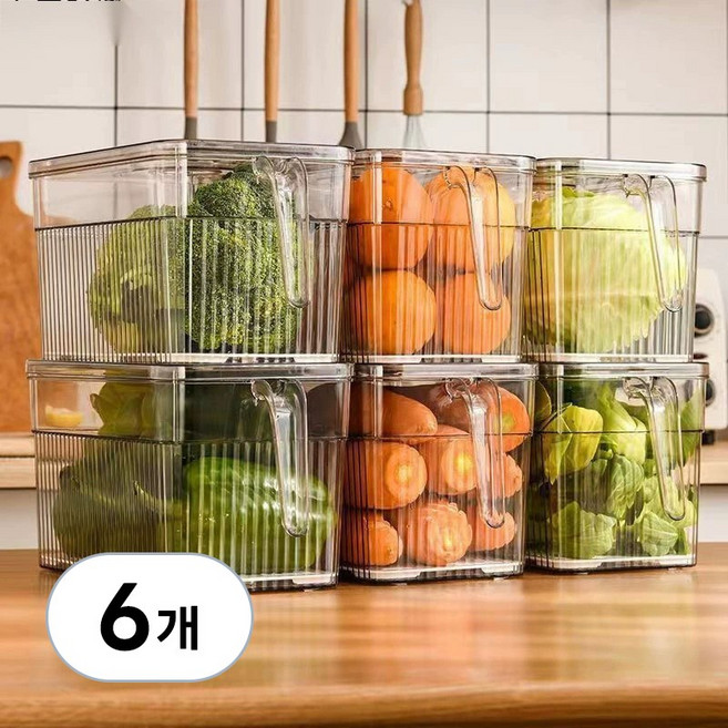 마치홈 냉장고정리함 야채 보관용기, 6개, 브라운