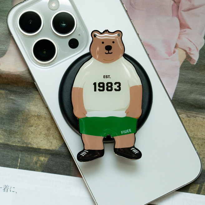 퓨이 맥세이프 자석 캐릭터 곰돌이 그립톡 칠베어 1983 에폭시 스마트톡 홀더 거치대 손잡이, 맥세이프(자석형), 1개