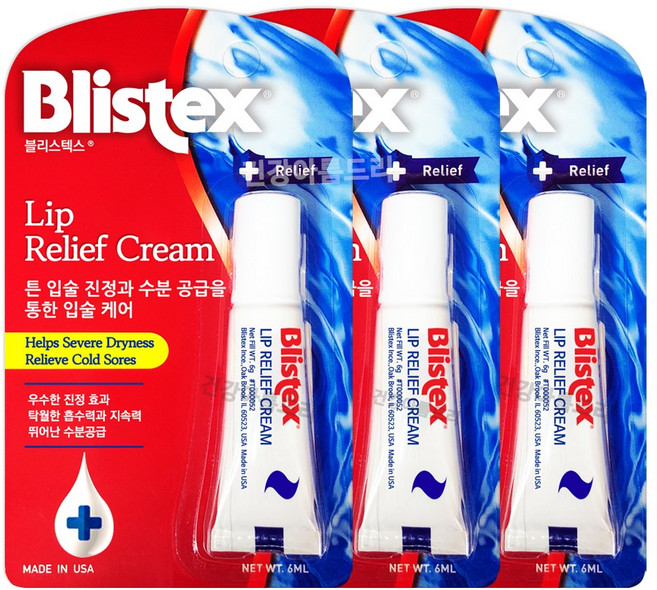 Blistex 블리스텍스 립 릴리프 크림 립밤, 6ml, 6ml, 3개