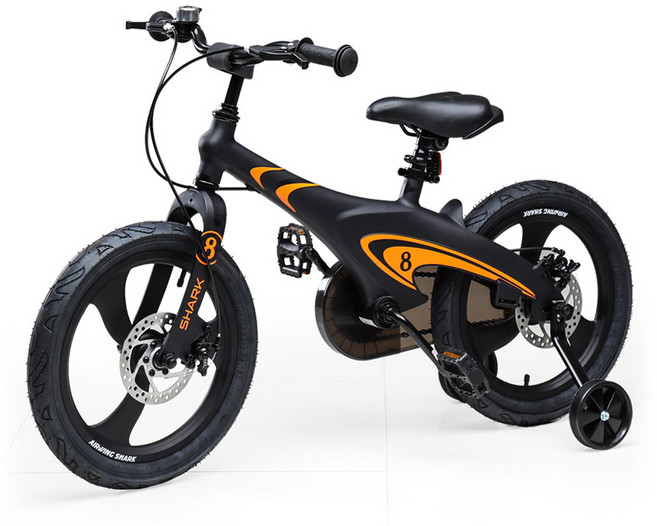 에어윙 샤크 아동용 16형 네발 보조 바퀴 디스크 자전거, 샤크 자전거 (블랙), 1개