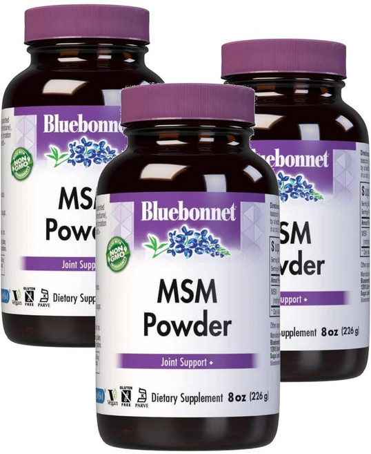 BlueBonnet MSM Powder 블루보넷 식이유황, 3개, 226g