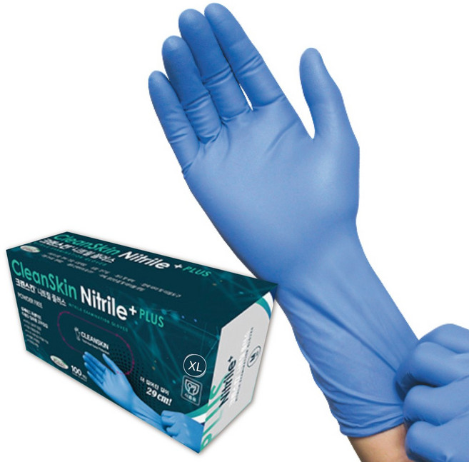 크린스킨 니트릴플러스 XL 특대형 니트릴장갑 블루 식품용장갑 손목이 긴 큰손용 장갑 김장, 블루XL, 특대(XL), 1개