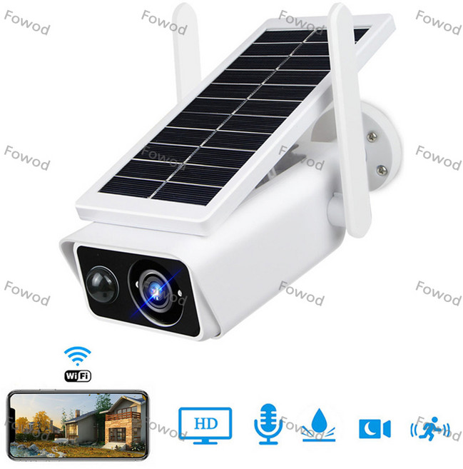 Fowod 태양광 적외선 보안 무선 Wi-Fi CCTV 카메라 실외용, 2MP, 1개