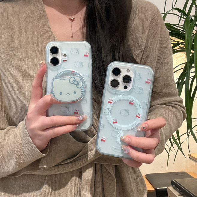 TYREUS 블루 키티 체리 아이폰16프로케이스 호환