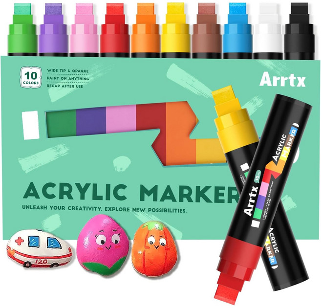 아트엑스 아크릴 마카펜 세트 15mm 팁 / 점보형 생활방수 전문가용, 10색, 1개
