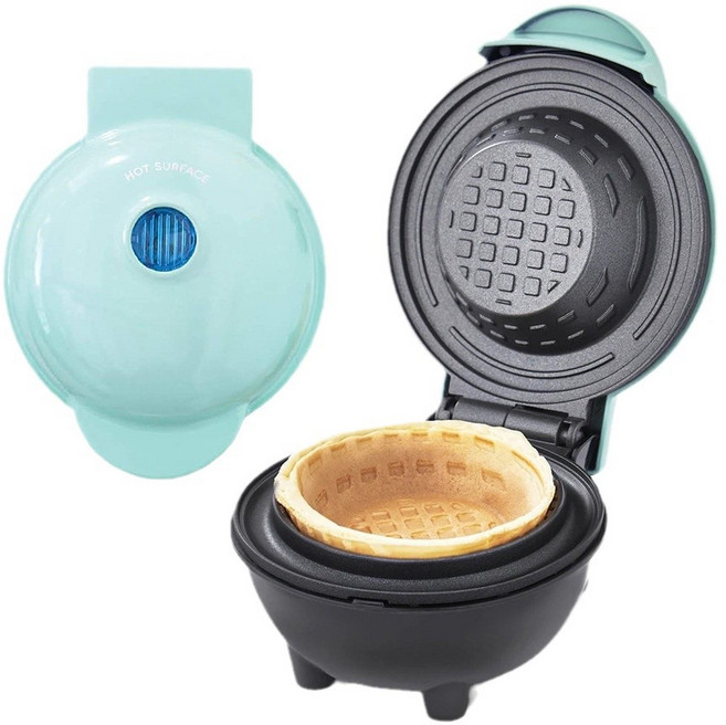 가정용 아침 식사 와플기계 베이킹 와플 그릇 메이커 아이스크림 콘 메이커, 스카이블루