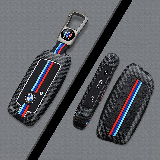 메탈릿 BMW 호환 메탈 키케이스 스마트키 디스플레이키 키링 키홀더, C타입, 카본