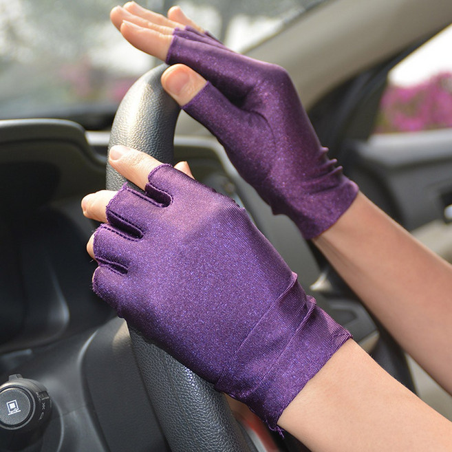 1+1 운전 반장갑 봄 여름 운전장갑 운전용 자외선차단 장갑 여자장갑 여성, 브라운+보라