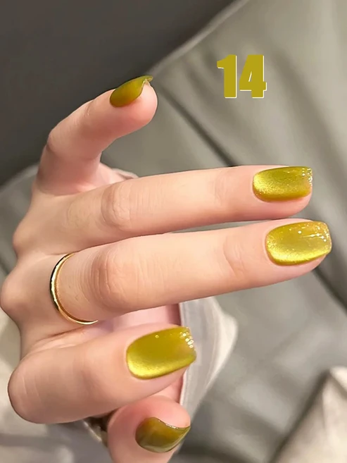 12ML 1-16PCS 가을 새로운 스타일 고대 도시 유리 구슬 자석 고양이 눈 젤 네일 폴리쉬 여름 손톱 갈색 손, 06 lanxinghe14