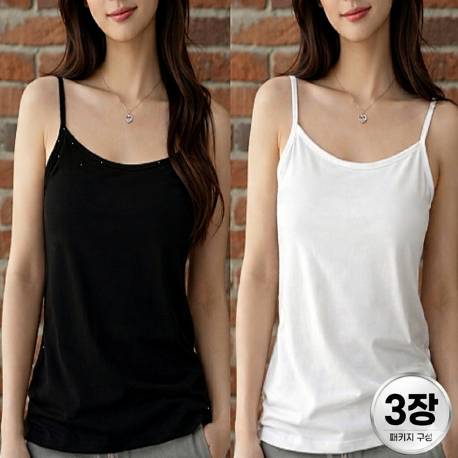 픽앤픽 여성용 면스판 모달 끈나시 런닝 3P 세트