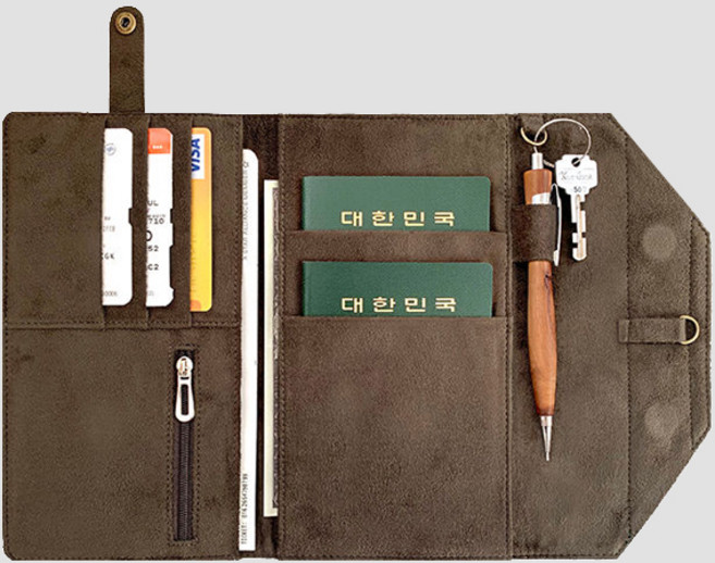 해외 여행 지폐 장지갑 여권 파우치 컨트롤 트래블러 커플