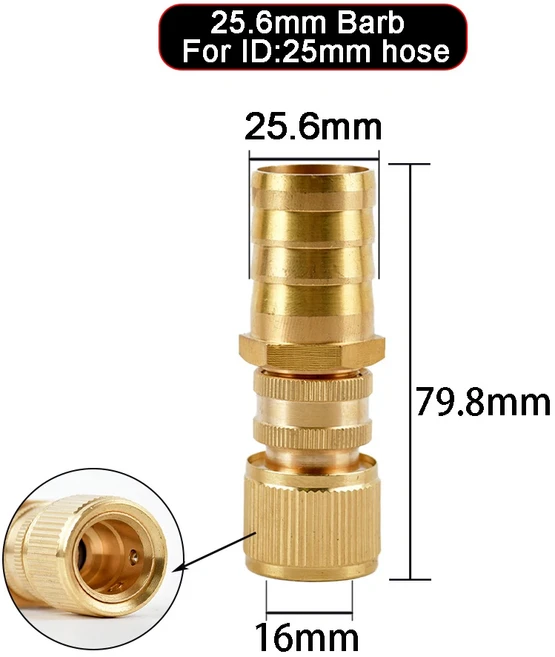 정원 관개용 황동 바브 호스 어댑터 - 빠른 연결 암수 피팅 6/8/10/12/14/16/19/25mm 크기 사용 가능, 09 P