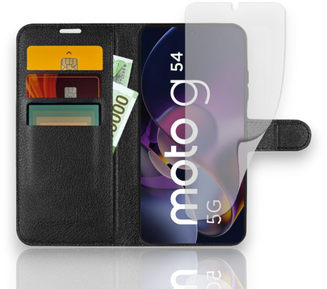 모토로라 모토 G54 5G 전용 지갑 카드 지폐 수납 케이스 저반사 필름