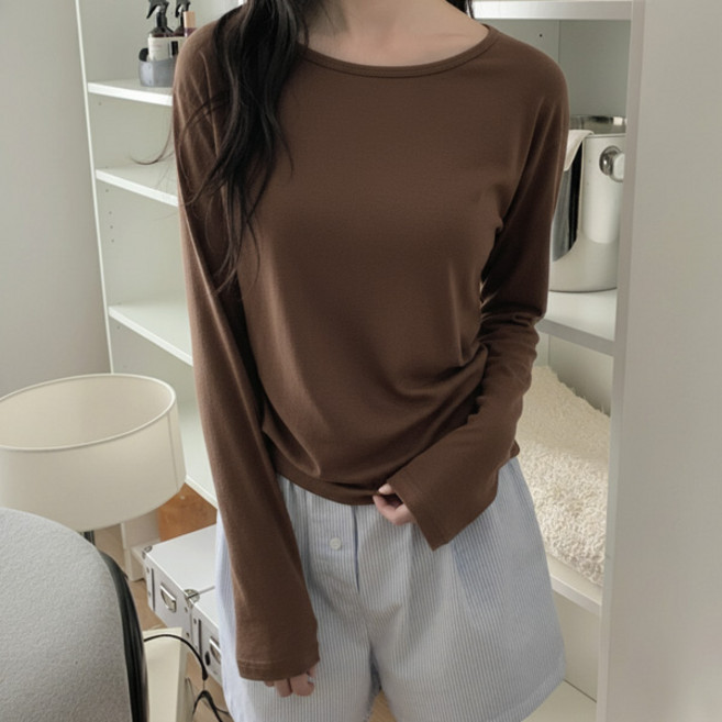 마이쏭 여성 봄신상 여리여리 기본티 이너티 헤일입술넥긴팔티