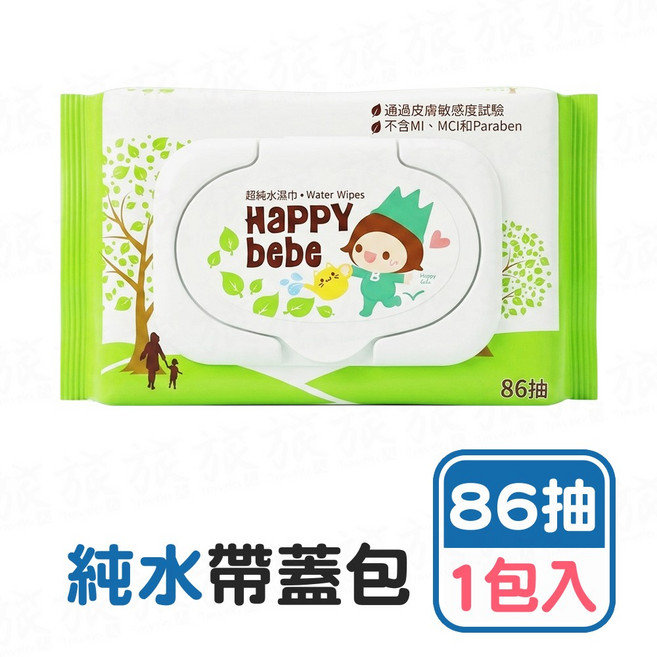 HappyBebe 純水隨身包, 1, 86抽, 660g