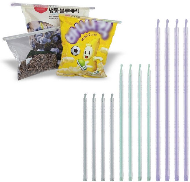 밀봉집게 밀봉스틱 봉지 비닐 생활친구 12개입, 혼합