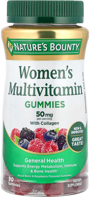 Nature's Bounty 여성용 종합비타민 구미젤리 혼합 베리 라즈베리 구미젤리 90개, Nature's Bounty 네이처스 바운티 여성용 종, 1개, 90정