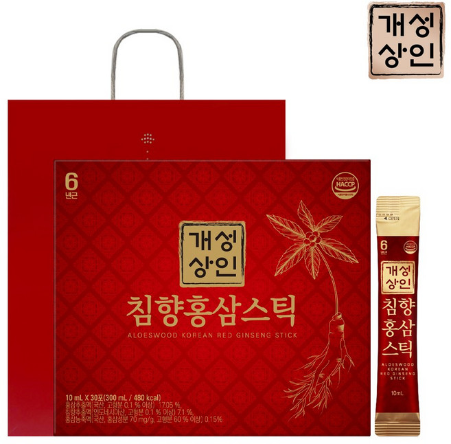 개성상인 침향홍삼스틱 30포 x 1박스(총 30포)/쇼핑백 포함, 1개, 300ml