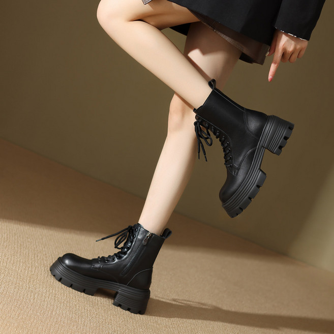 ANYOU 여자 빈티지 통굽워커 잘 어울리다 하이 6cm 구두