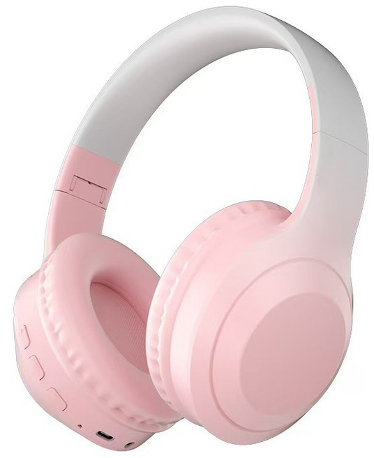 PYHO 그러데이션 컬러 무선 블루투스 헤드폰 고품질 스테레오듀얼 이어폰, 핑크색