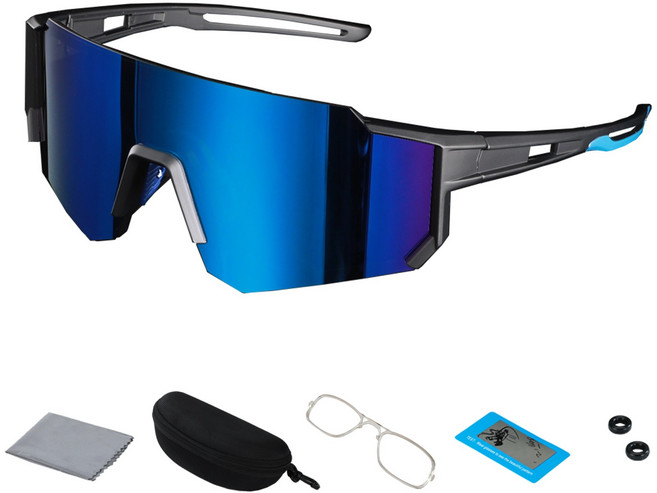 Focevi 남녀공용 편광 스포츠선글라스 등산 레져 자전거 운전 골프 낚시 고글 FISG001 + 처방 클립