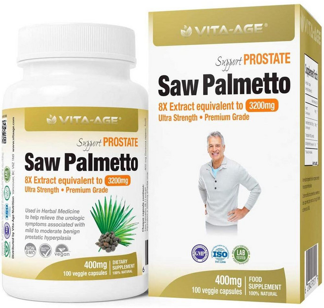 Vita-Age Nutrition 일본직구 VITAAGE 쏘팔매토 8X 엑기스 3200mg 100일치 (1일 100정), 사이즈