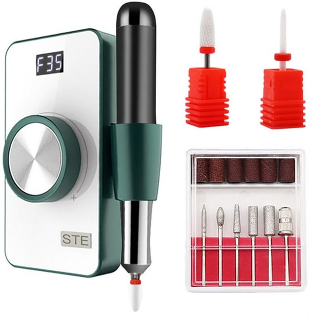 전동 네일드릴 큐티클 발톱 손톱 전기 그라인더 셀프관리, CN, 블랙그린, TYPE-C, 1개