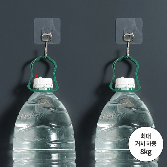 오르온 무타공 접착식 초강력 고정 스테인리스 후크 걸이 고리, 투명, 20개