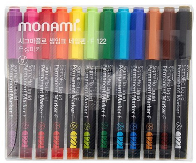 모나미 시그마플로 생잉크 네임펜 12색 F122