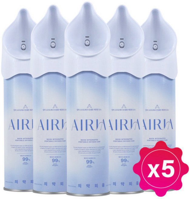 에어리아 휴대용 산소캔 420ml 5개 의약외품 산소통 가정용 산소호흡기