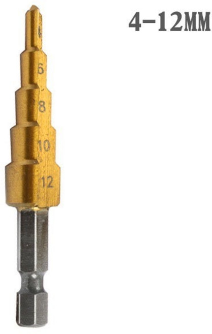 【台灣出貨有發票】階梯鑽 4-32 4-20 4-12 寶塔鑽 六角柄直槽鑽 台階高速鋼 4241鑽頭套裝 工具 五金, 1個, 階梯鑽 4-12 5階