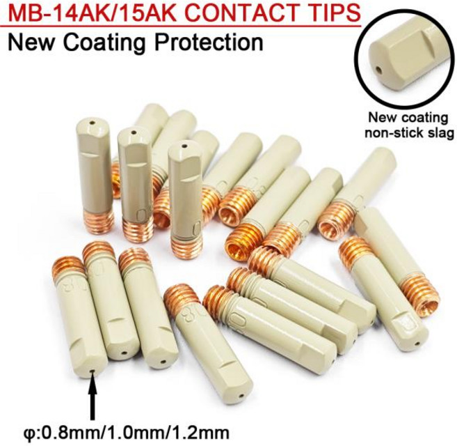 MB-15AK 용접 팁 코팅 보호 25mm M6 가스 노즐 0.8mm-1.2mm MIG 토치 도구 부품, 01 1.2mm, 03 5 pcs, 1개