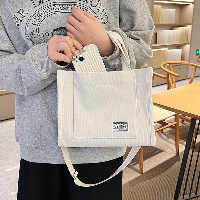 엘리다움 데일리 미니 토트 크로스 에코백 포켓 숄더백 코듀로이 손가방 미니백 여행용 핸드폰가방
