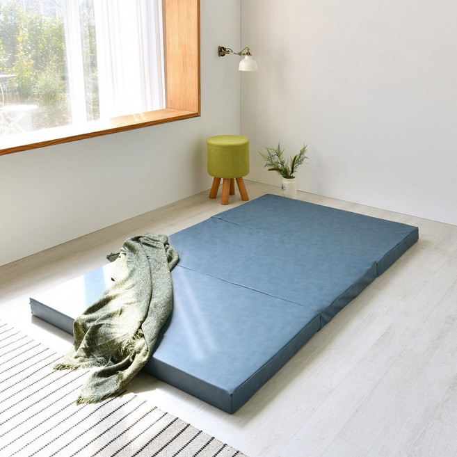 고운님 레자 3단 접이식매트리스, (HR) 레자 다크블루, 8cm