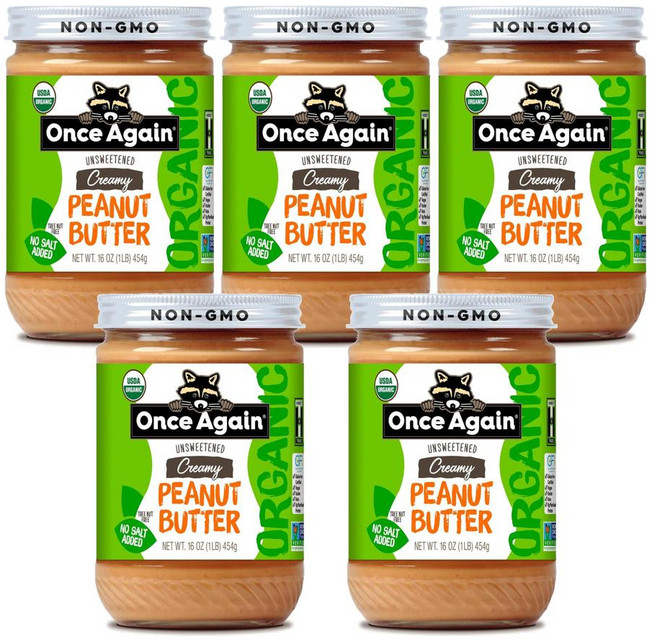 Once Again Organic Creamy Peanut Butter 오가닉 크리미 피넛 버터, 454g, 5개