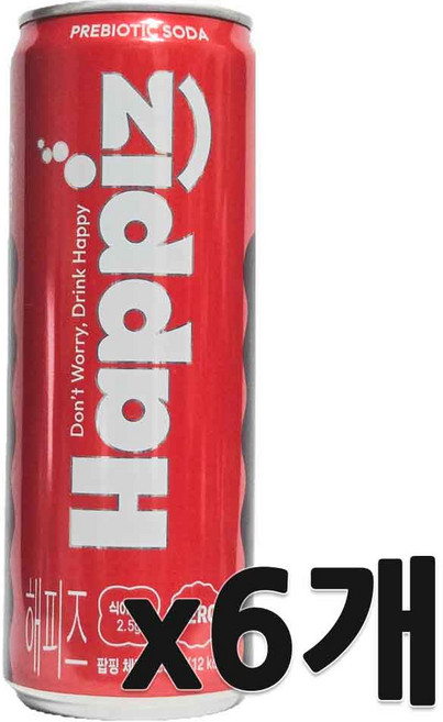 롯데칠성 해피즈 팝핑체리, 6개, 355ml