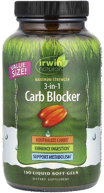 어윈내추럴스 흰강낭콩 추출물 3-in-1 Carb Blocker 리퀴드 소프트젤 150정, 1개, 120g - 쿠팡
