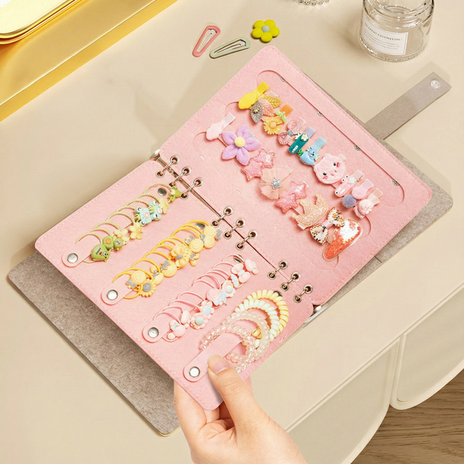 몽드라팡 유아 머리핀 보관함 정리대, 1개, 핑크