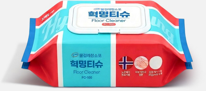 혁명티슈 가정용 물걸레 청소포 청소물티슈 바닥 청소 FC-100, 1개